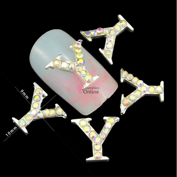 Decoratiuni 3D Metalice 236 Argintii cu Strasuri litera Y